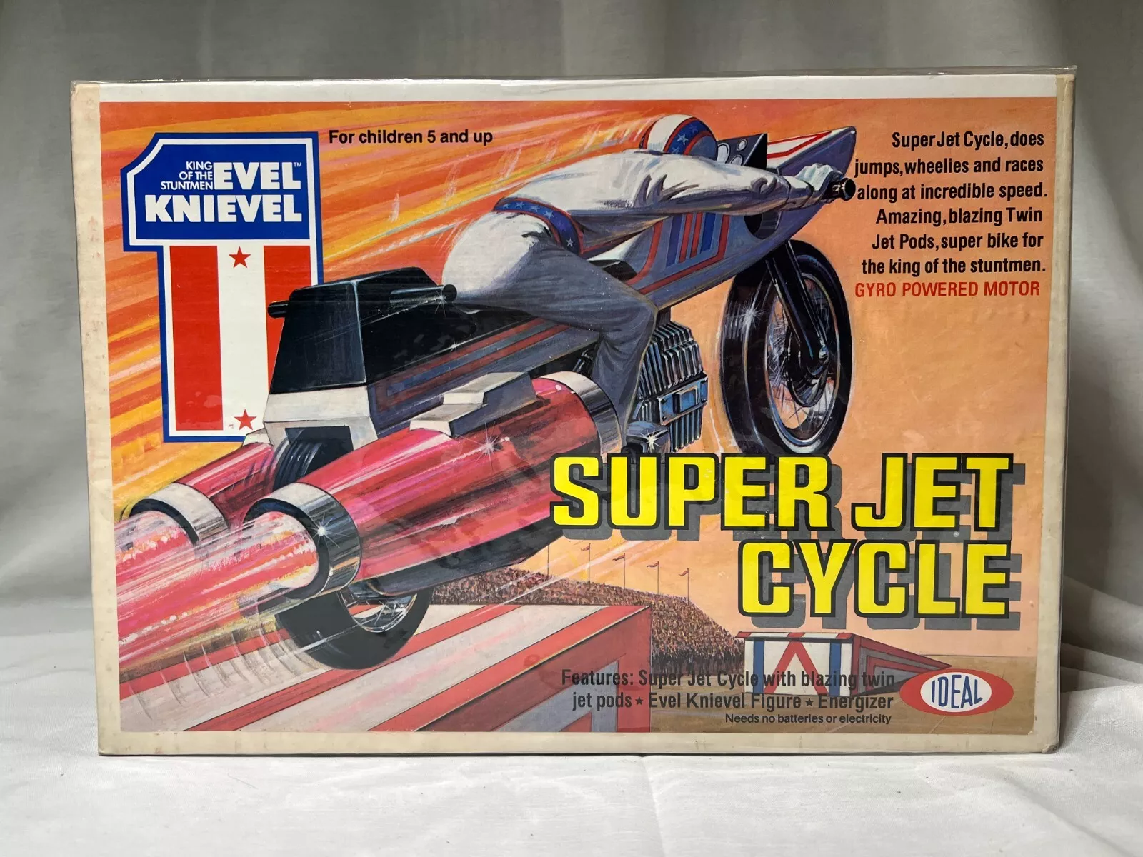 EVEL KNIEVEL SUPER JET CYCLE BRAND NEW MIB VINTAGE 1976 IDEAL