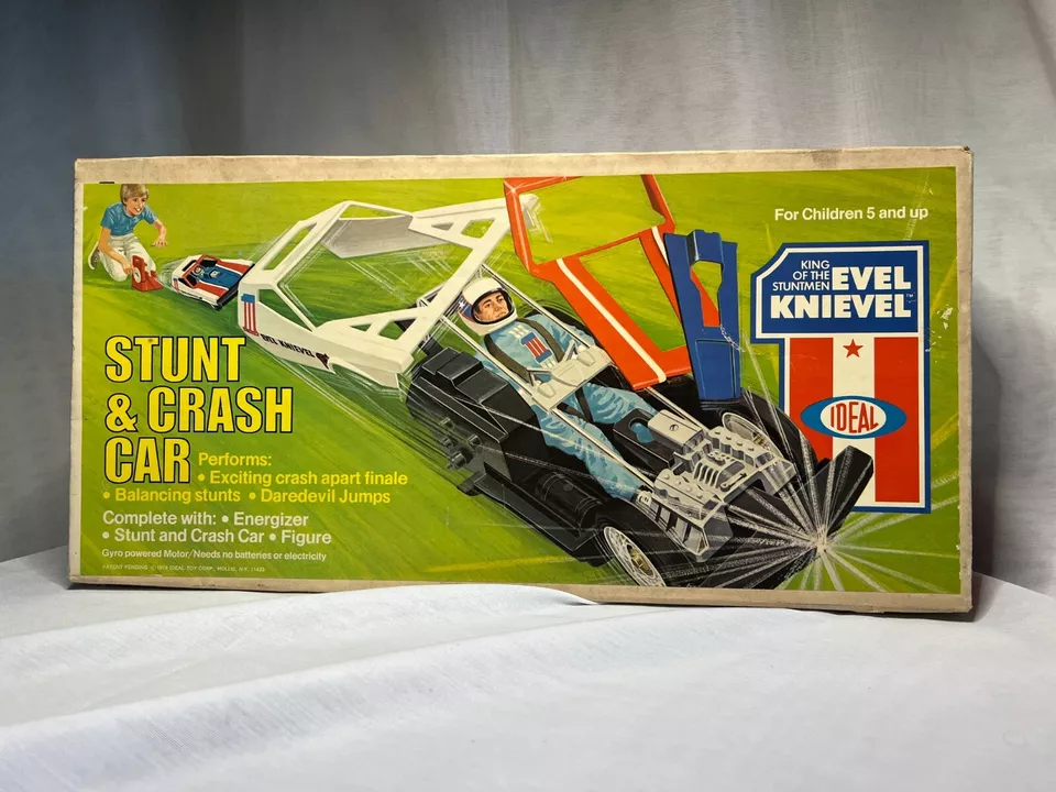 Vintage 1974 Ideal Evel Knievel Stunt & Crash Car Unopened Box